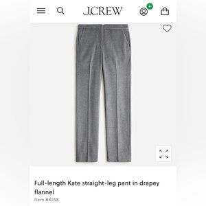 J. Crew Kate Flannel Pants. Gray. New with tags.
